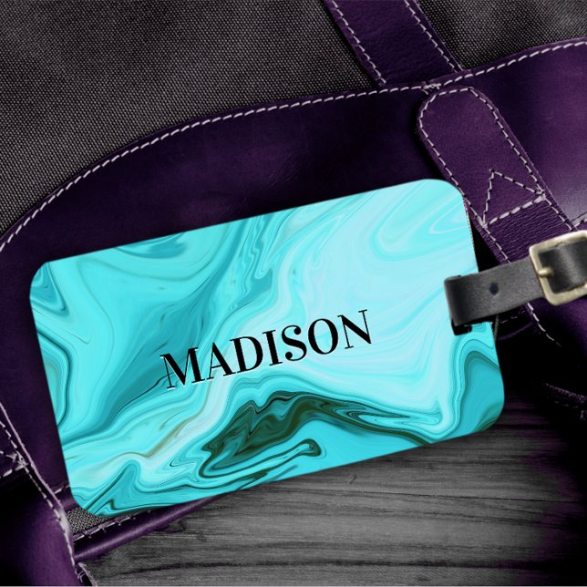 Cute giro marble art monogram bagagebricka (Skapare uppladdad)