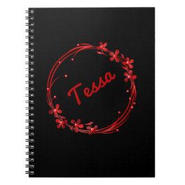 Cute girred blommigt monogram personlig namn anteckningsbok