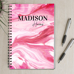 Cute girred rosa marble art monogram anteckningsbok