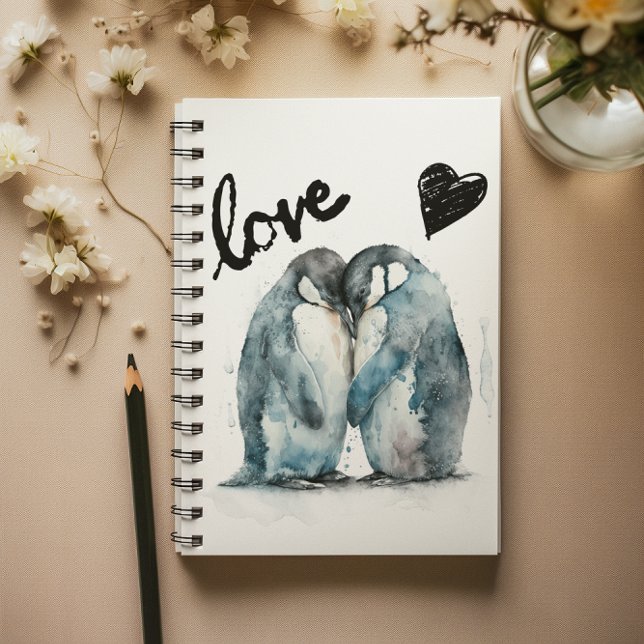 Cute Glad Alla hjärtans dag med penguin kärlek Anteckningsbok (Skapare uppladdad)