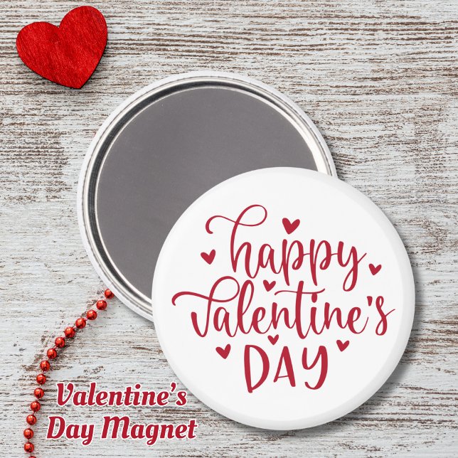 Cute Glad Alla hjärtans dag med röda hjärtan Magnet (Cute Happy Valentine's Day with Red Hearts Magnet)