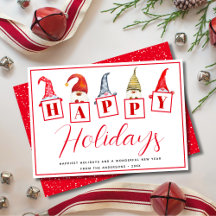 Cute Glad helg Gnomes signns Red Helgdag Card