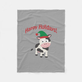 Cute Glad helg jul - Elf Cow Fleecefilt