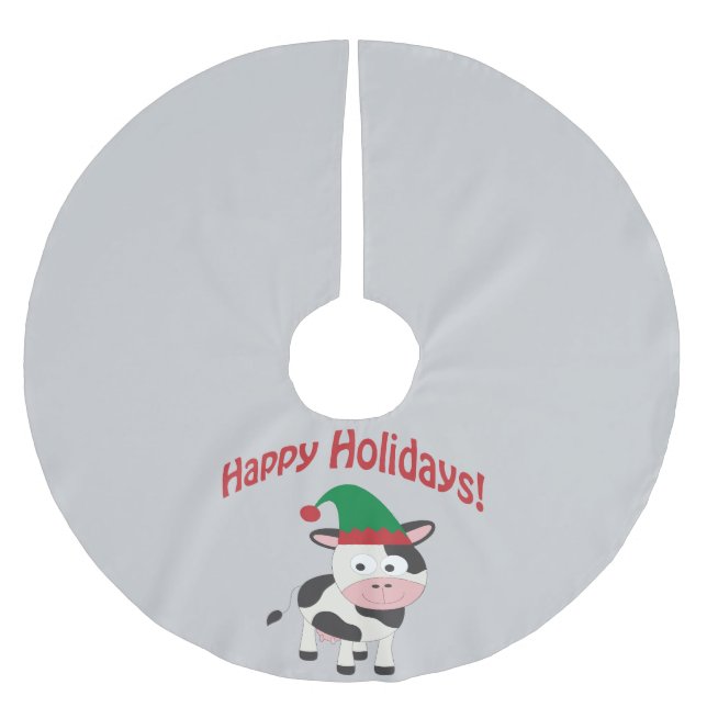 Cute Glad helg jul - Elf Cow Julgransmatta Borstad Polyester (Framsidan)