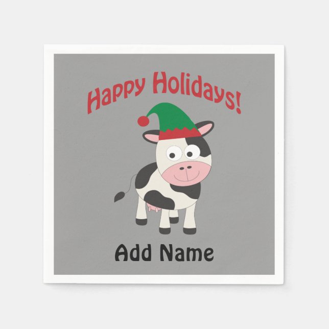 Cute Glad helg jul - Elf Cow Pappersservett (Framsidan)