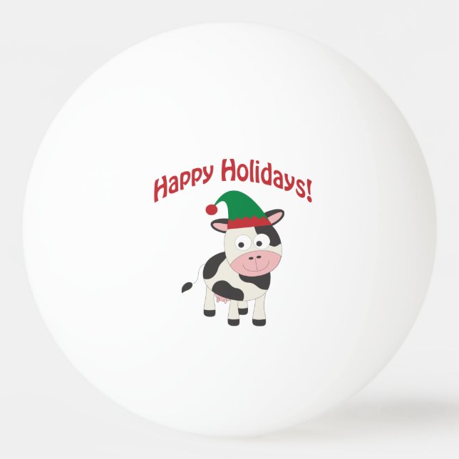 Cute Glad helg jul - Elf Cow Pingisboll (Framsidan)