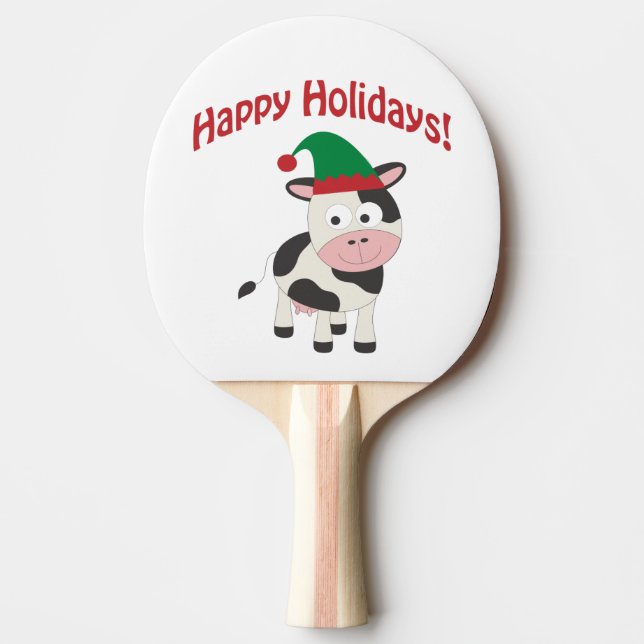 Cute Glad helg jul - Elf Cow Pingisracket (Framsidan)