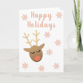 Cute Glad helg Reindeer Rosa Guld Kort