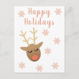 Cute Glad helg Reindeer Rosa Guld Vykort