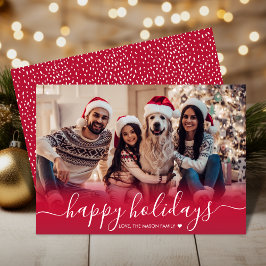 Cute Glad helg Snowflake Red Photo jul Julkort