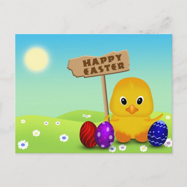 Cute Glad påsk Baby Chick Helgdag-vykort Helg Vykort (Framsida)