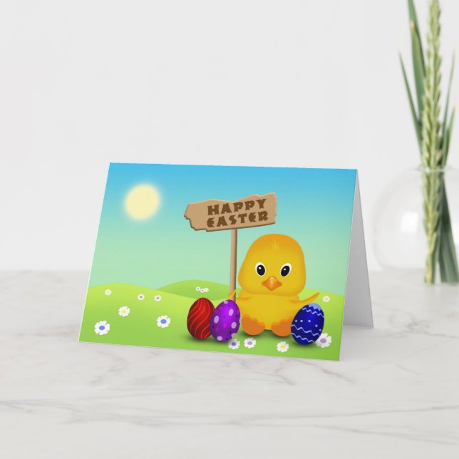 Cute Glad påsk Baby Chick Helgkort (Framsida)