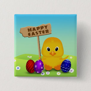 Cute Glad påsk Baby Chick Knapp