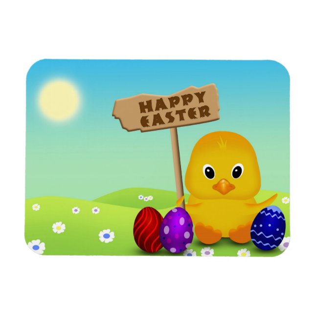 Cute Glad påsk Baby Chick Magnet (Horisontell)