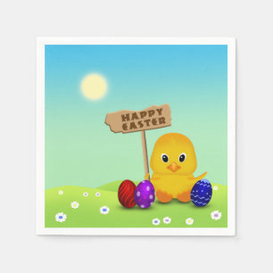 Cute Glad påsk Baby Chick Pappersservett