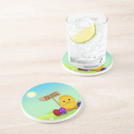 Cute Glad påsk Baby Chick Underlägg Sandsten