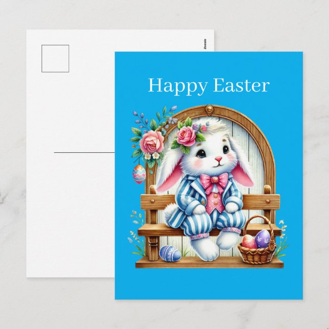 Cute Glad påsk bunny Helg Vykort (Fram/baksida)
