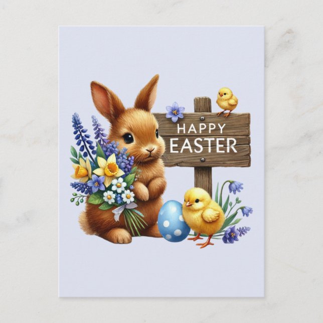 Cute Glad påsk bunny Helgdag vykort (Framsida)