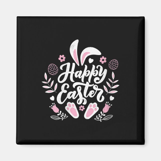 Cute Glad påsk Bunny Magnet (Framsidan)