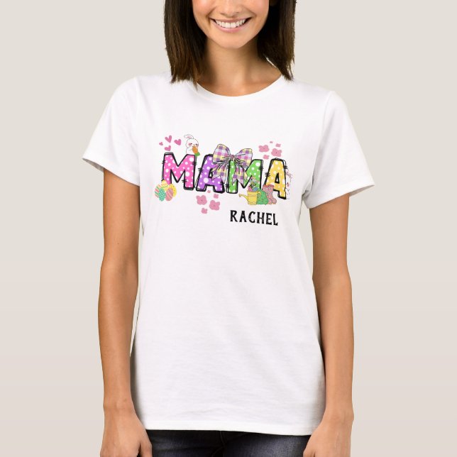 Cute glad påsk bunny mamma-personlig t shirt (Framsida)
