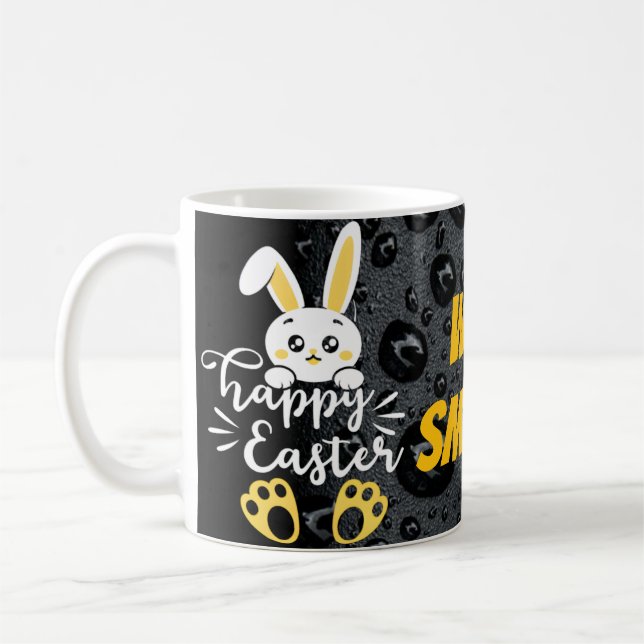 Cute Glad påsk Bunny med Gult Tass Anpassningsbar Kaffemugg (Vänster)