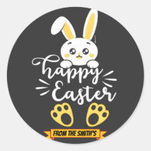 Cute Glad påsk Bunny med Gult Tass avtryck