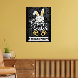 Cute Glad påsk Bunny med Gult Tass Poster