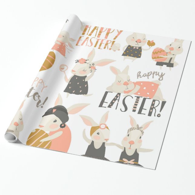 Cute Glad påsk Bunny Presentpapper (Utrullad)