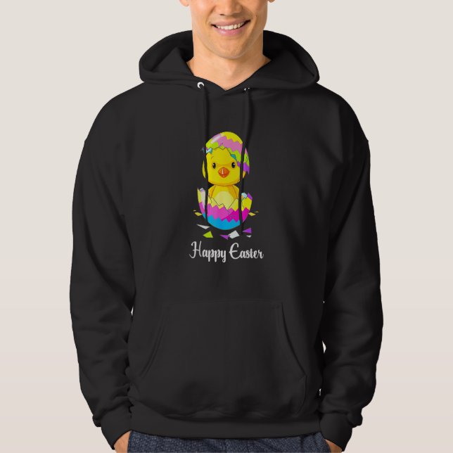Cute Glad påsk Dag 2021 Chick med Påskägg B Hoodie (Framsida)