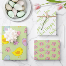 Cute Glad påsk Eggs Chicks Flowers Vår grönt