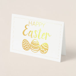 Cute Glad påsk Eggs Simple White Guld Folierat Kort