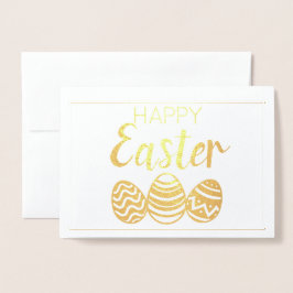Cute Glad påsk Eggs Simple White Guld Folierat Kort