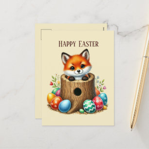 Cute Glad påsk fox lägg till meddelande Helgdag vy
