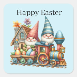 Cute Glad påsk gnome Fyrkantigt Klistermärke