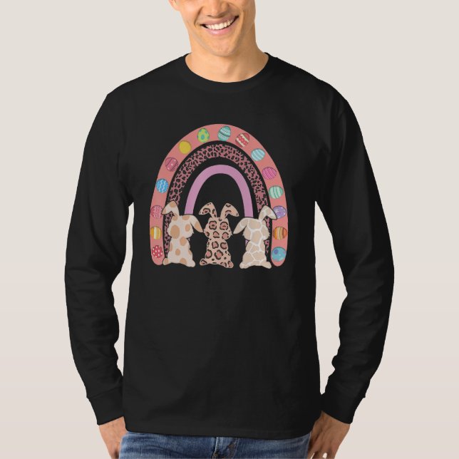 Cute Glad påsk Rainbow Leopard Påskhare Rab T Shirt (Framsida)