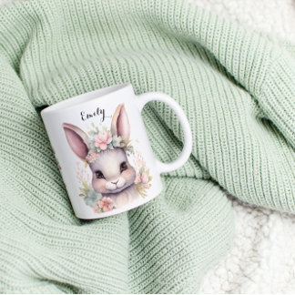 Cute Glad påsk Watercolor Bunny Två-Tonad Mugg