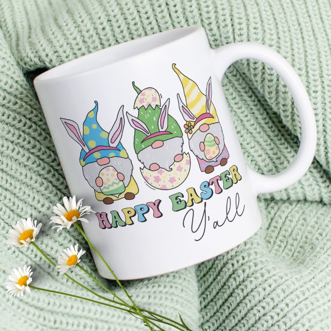 Cute Glad påsk Y'all Gnomes Personlig Namn Kaffemugg (Skapare uppladdad)