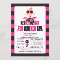 Cute Glam Diva Girl Baby Shower-inbjudan