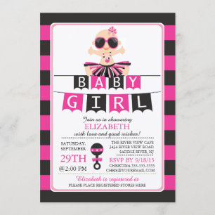 Cute Glam Diva Girl Baby Shower-inbjudan Inbjudningar