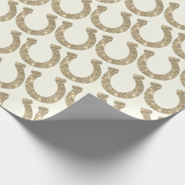 Cute Glam Horseshoe Guld White Glitter Presentpapper