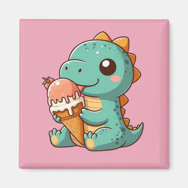 Cute glass ätande dino magnet (Framsidan)