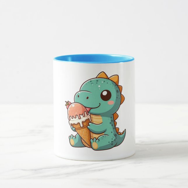 Cute glass ätande dino mugg (Center)