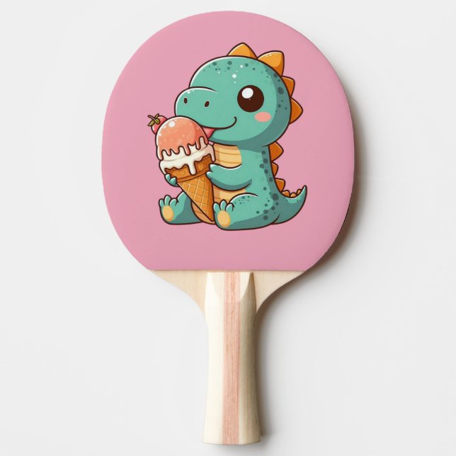 Cute glass ätande dino pingisracket (Framsidan)