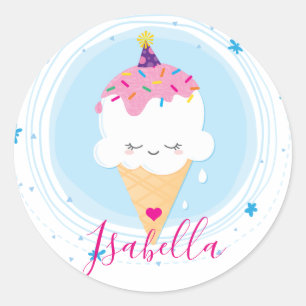 CUTE GLASS CONE kawaii illustration sprinkles Runt Klistermärke