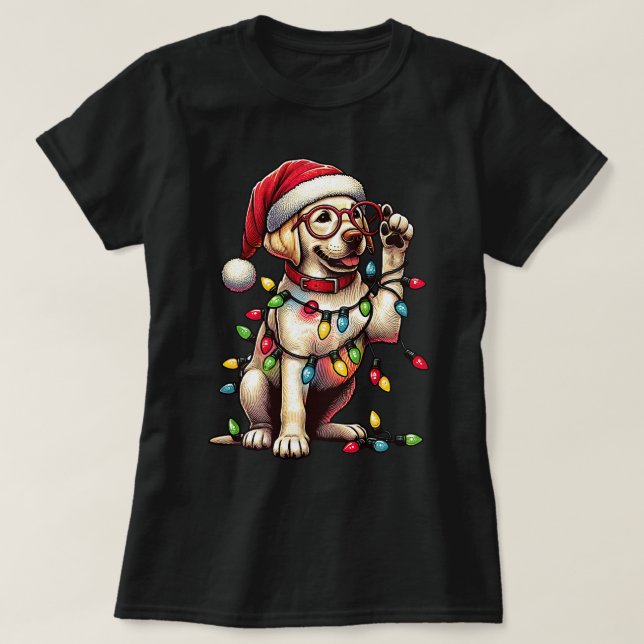 Cute Glasses Labrador Retriever jultomte Do T Shirt (Design framsida)