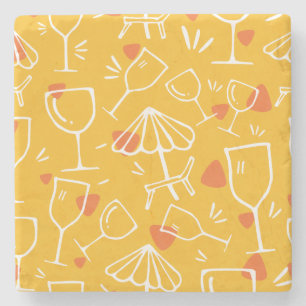 Cute Glassware och Picnic Mönster Stenunderlägg