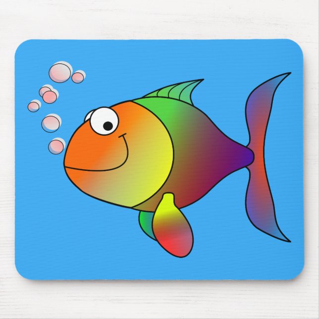 Cute Glatt Goldfish in Sea, Light Blue Musmatta (Framsidan)