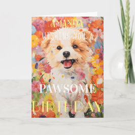 Cute Glatt Rosa Puppy Grattis på födelsedagen Kort