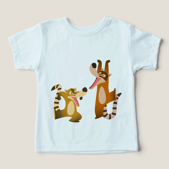 Cute Glatt Tecknad Coatimundis Baby T-Shirt (Design Framsida)