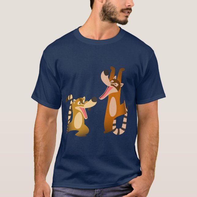Cute Glatt Tecknad Coatimundis T-Shirt (Framsida)